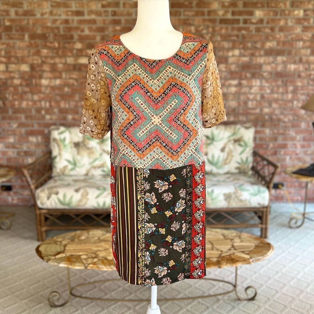 Tiny Anthropologie Patchwork Shift Mini Dress Xs - image 3